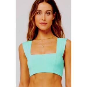 L*Space Parker Bikini Top Reversible in Teal Blue/Green Size Small NWT